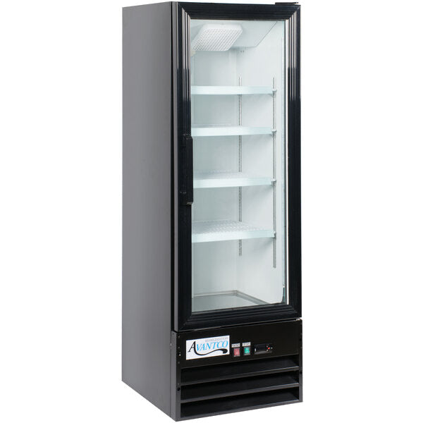 (Cooler) 21 5/8” Black Swing Glass Door Merchandiser Refrigerator with LED Lighting